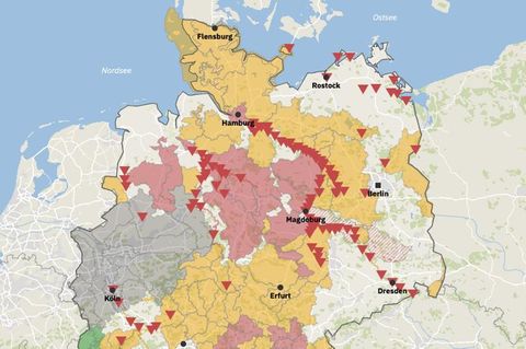 Die Karte zeigt die Hochwasserwarnungen für Deutschland.