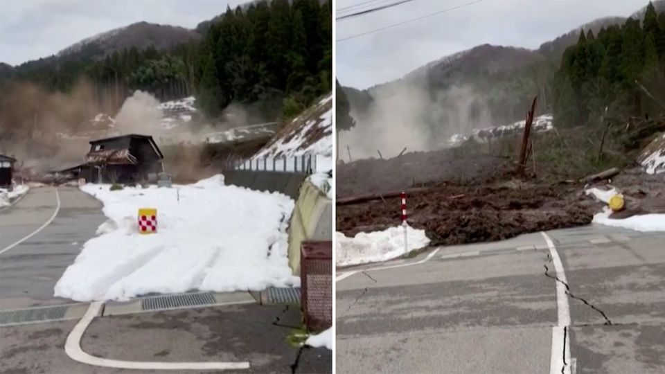 Japan: Augenzeugenvideo zeigt Gerölllawine nach schwerem Erdbeben Japan: Augenzeugenvideo zeigt Gerölllawine nach schwerem Erdbeben