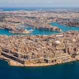 Maltas Hauptstadt Valletta von der Luft aus gesehen.