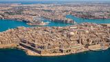 Maltas Hauptstadt Valletta von der Luft aus gesehen.