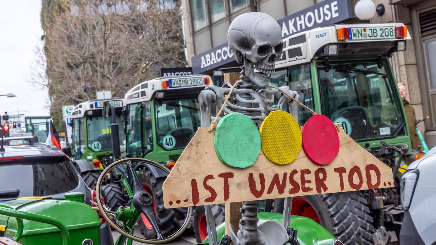 Ein Landwirt schickt in Stuttgart diese klare Botschaft an die Ampelregierung in Berlin.