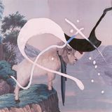 Untitled (The Sky of Illimitableness), 2015  Inkjet print and oil on polyester  Joachim Pissarro, französisch-amerikanischer Kunsthistoriker aus der Künstlerfamilie Pissarro, schrieb 2015 zu einer Ausstellungseröffnung in Paris über diese Reihe: "Als symbolisches Prinzip einer inoffiziellen Malerakademie
ist Schnabel in seiner jüngsten Gemäldeserie, von der drei Werke in der Ausstellung zu sehen sind, der Sündenbock. 
In seinen Werken steht eine Ziege – ein potenzieller Avatar für den Künstler – über einer Klippe und schaut
über eine monumentale – man könnte sagen romantische – Landschaft. [...] Auf diesen Werken befindet sich ein Sprühnebel violetter Tinte
im wahrsten Sinne des Wortes abgespritzt, ein impulsives Markieren, über das der Künstler sagt: 'Die hinzugefügte
abstrakte Glyphe impliziert eine andere Zeitlichkeit. Sie kommentiert und wird zu einem neuen Boden, der die richtige Bedeutung des Gemäldes bestimmt.'"  Wie schwierig Interpretationen von Schnabels Werken sind, erkennt man, wenn man (bei Facebook!) seine tatsächliche Inspiration zu einer Serie von Bildern hört.   FB Video