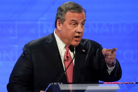 Chris Christie spricht bei einer Debatte der Republikaner
