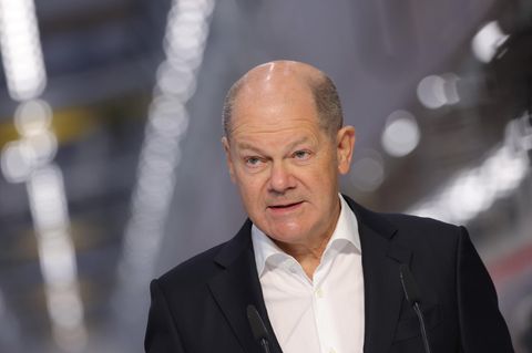 Bundeskanzler Olaf Scholz trat am Dienstag in Cottbus auf