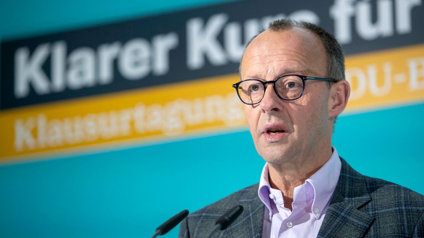 CDU-Parteichef Friedrich Merz spricht bei der Abschluss-Pressekonferenz der Klausurtagung
