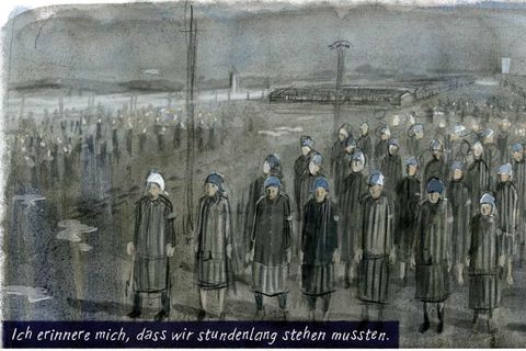 Emmie Arbel erinnert sich, wie die Häftlinge im KZ Ravensbrück aufgereiht stehen mussten. Eines Tages fiel ihre Mutter vor Schwäche um. Sie wusste, dass sie sich trotzdem nicht rühren durfte. "Weißt du, sogar als Kind lernt man schnell, wie man überlebt", erzählt sie ihrer Biografin Barbara Yelin.