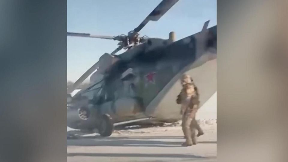 Russian helicopter after emergency landing