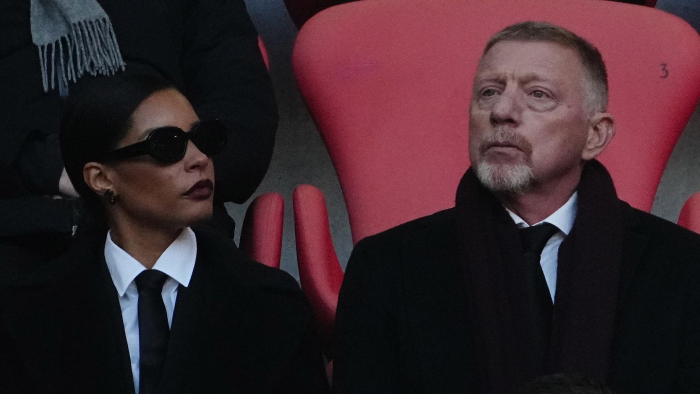 Boris Becker, Mitglied des FC Bayern, nebst Freundin Lilian de Carvalho Monteiro