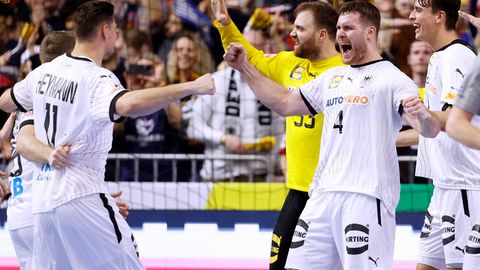Jubel bei der Handball-EM nach dem Sieg der DHB-Auswahl am Montag gegen Ungarn