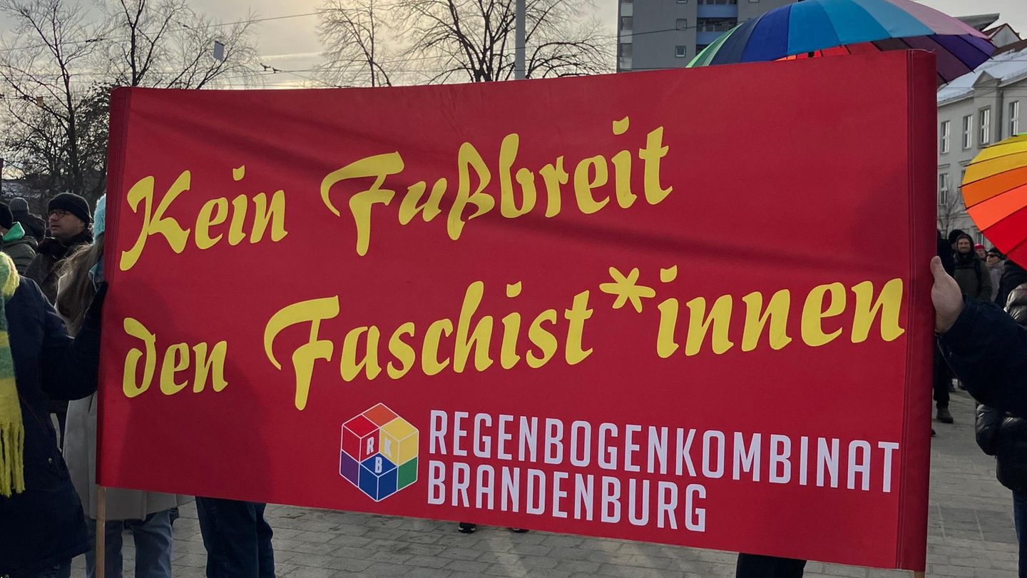 Auch in kleineren Städten gab es am Sonntag wieder zahlreiche Versammlungen gegen Rechtsxtremismus, hier in Cottbus