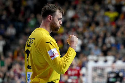 Deutschlands Handballer-Torwart Andreas Wolff in der Lanxess Arena in Köln im Spiel gegen Ungarn