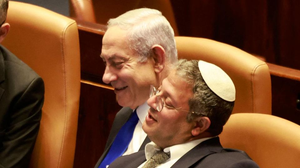 Not interested in ending the war: Israeli Prime Minister Benjamin Netanyahu and his ultra-right cabinet colleague Itamar Ben-Gvir (r.)