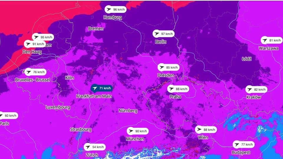 Unwetter: Karte Sturmböen