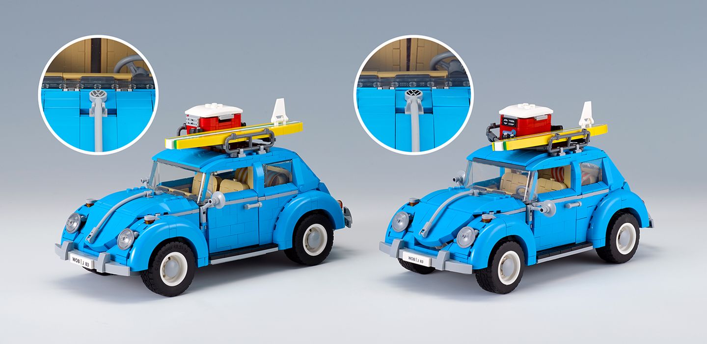 Gefälschter Lego-Käfer (2. Preis)  Lego verkauft in seiner Creator-Serie einen VW-Käfer zum Zusammenbauen (links). Das gleiche tat auch eine niederländische Firma - allerdings ohne die Lizenz an den Markenrechten zu besitzen. Die Fälschungen wurden in Online-Shops in Deutschland, Schweden und den Niederlanden verkauft. Mittlerweile hat die Firma eine Unterlassungserklärung unterschrieben.