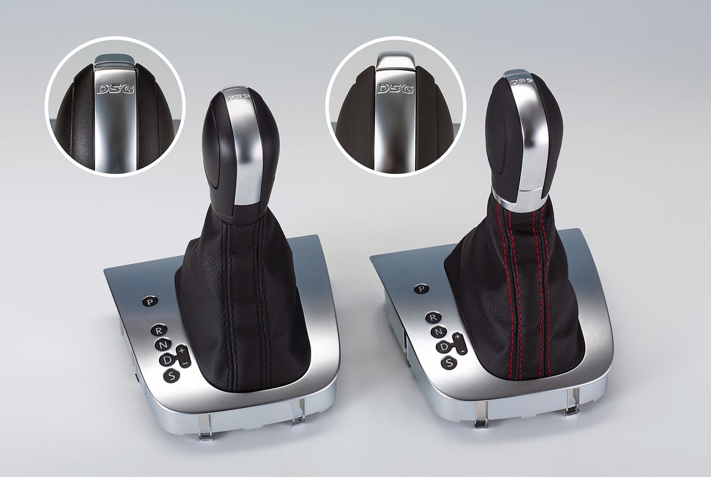 Falsch geschaltet  Unter der Marke "DSG" verkauft VW unter anderem diesen Schaltknauf für den Golf 6 (links). Zu einem Drittel des Preises konnte man laut Plagiarius auf Amazon.de eine Fälschung aus China kaufen (rechts). Anbieter war Amazon US, das auch auf eine Abmahnung zunächst nicht reagierte. Gefälschte DSG-Produkte tauchen immer wieder bei Amazon auf, geeignete technische Vorsorgemaßnahmen, um dies zu verhindern, existierten nicht, kritisiert die Aktion Plagiarius.