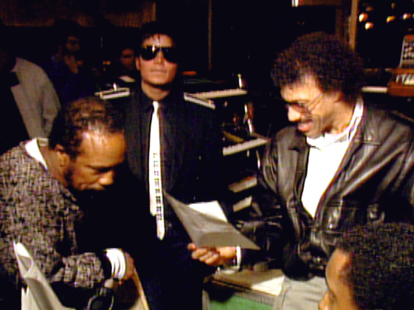 Quincy Jones, Michael Jackson und Lionel Richie, drei Männer gemeinsam im Studio