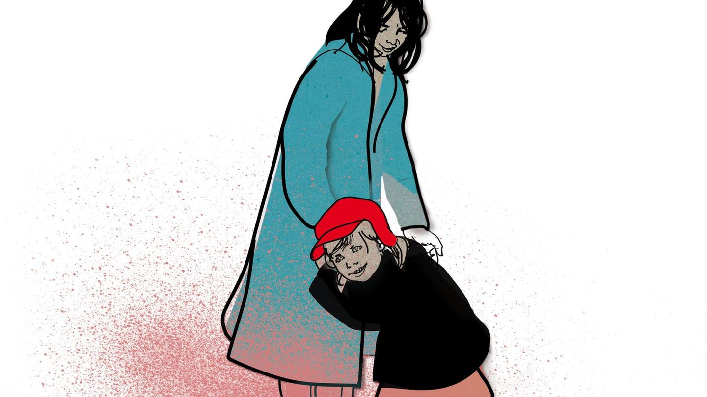 Illustration der wöchentlichen Kolumne "Die Diagnose": Eine Mutter und ihre Tochter mit Skoliose