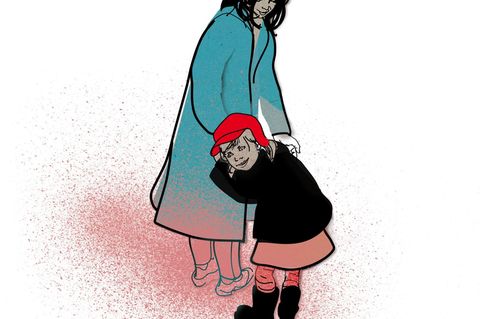 Illustration der wöchentlichen Kolumne "Die Diagnose": Eine Mutter und ihre Tochter mit Skoliose