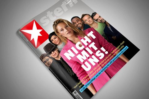 Das Cover zeigt eine Fotomontage von verschiedenen Personen des öffentlichen Interesses, als Position gegen rechts.
