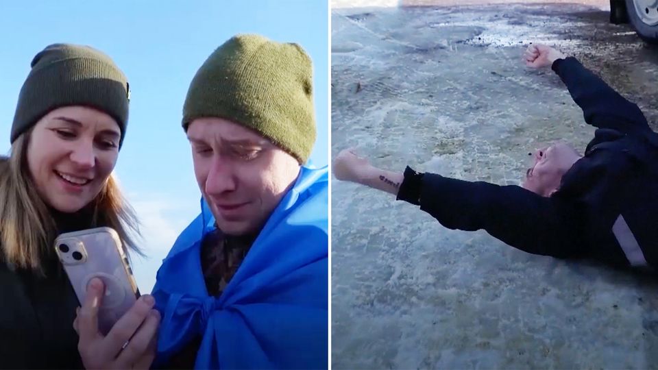 Ukraine: Kriegsgefangene brechen bei Rückkehr in Tränen aus Ukraine: Kriegsgefangene brechen bei Rückkehr in Tränen aus