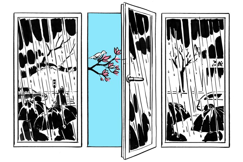Eine Illustration eines halb geöffneten Fensters