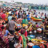 Der "Kasimedu"-Fischmarkt in Chennai, einer Metropole an der indischen Ostküste. Das Foto entstand im Februar 2023.