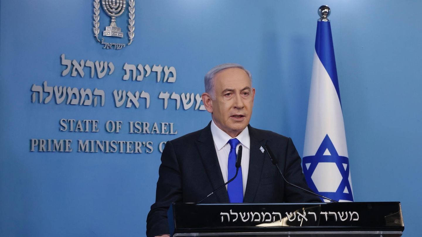 Israels Ministerpräsident Benjamin Netanyahu bei einer Pressekonferenz in Jerusalem