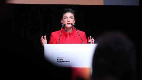 Sahra Wagenknecht auf dem Gründungskongress des nach ihr benannten Partei "Bündnis Saha Wagenknecht" Ende Januar in Berlin