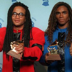 Milli Vanilli 1990 mit ihren Grammys