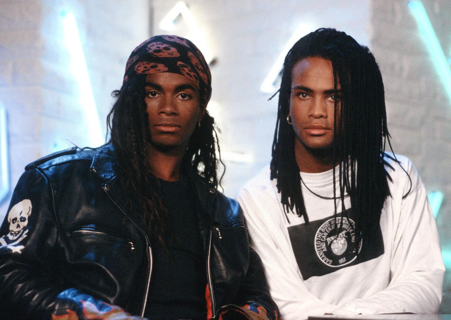 Fab Morvan (l.) und Rob Pilatus von Milli Vanilli im September 1988