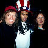 Robert Pilatus 1992 mit Frank Farian und dessen damaliger Assistentin und ehemaliger Lebensgefährtin Ingrid Segieth