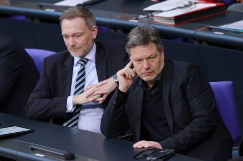 Trübsalbläser Christian Lindner und Robert Habeck bei der Haushaltswoche im Bundestag.