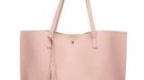 große beige-rosafarbene Handtasche