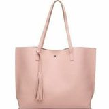 große beige-rosafarbene Handtasche