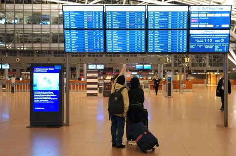 Der Hamburger Flughafen während des Warnstreiks bei der Lufthansa Anfang Februar