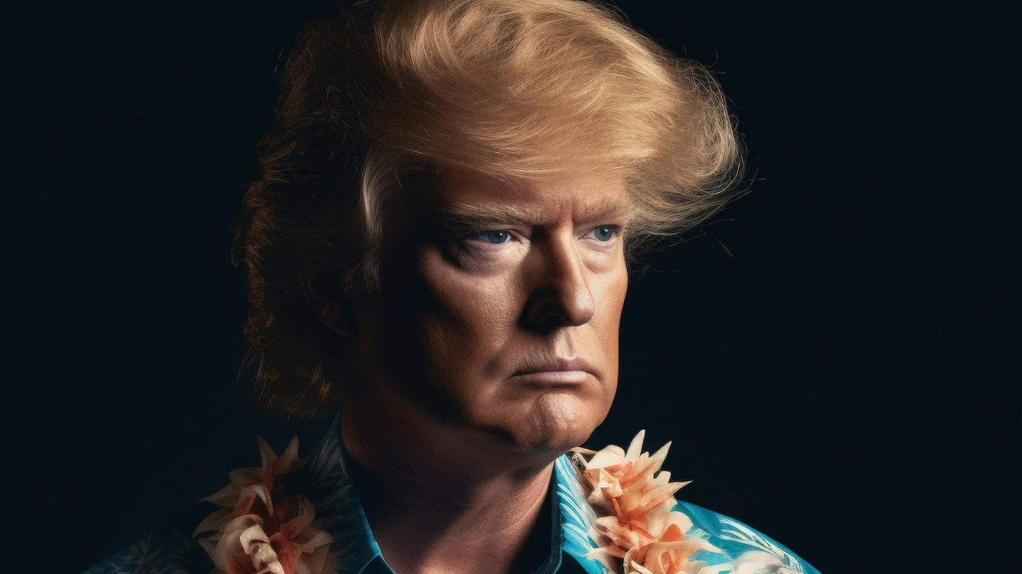 Künstliche Intelligenz: KI-generiertes Bild von Donald Trump im Hawaiihemd: "Jetzt kann man diese Inhalte sehr einfach herstellen" KI-generiertes Bild von Donald Trump im Hawaiihemd: "Jetzt kann man diese Inhalte sehr einfach herstellen"