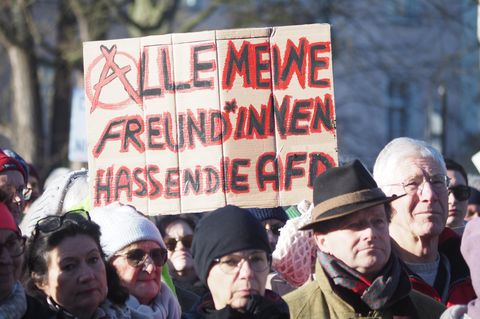 Plakat bei Demo gegen Rechtsextremismus: "Alle meine Freund*innen hassen die AfD"