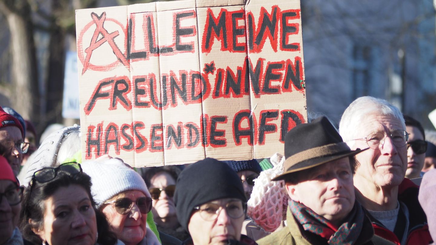 Plakat bei Demo gegen Rechtsextremismus: "Alle meine Freund*innen hassen die AfD"