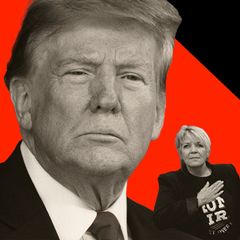 Collage zeigt Donald Trump und drei Trump Wählerinnen
