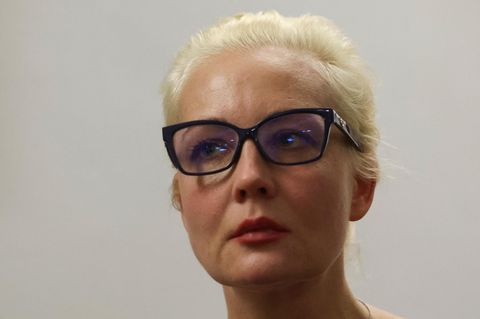 Julia Nawalnaja bei einem Treffen mit dem belgischen Außenminister Lahbib