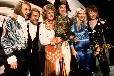 Foto der Siegerehrung der Band Abba 1974 in Brighton