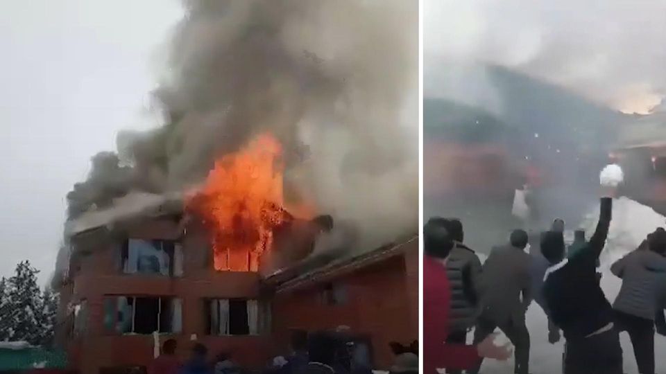 Aus Verzweiflung: Menschen versuchen Großbrand mit Schneebällen zu löschen