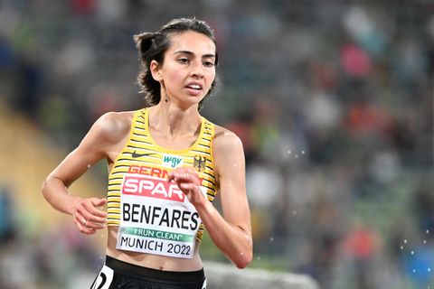 Doping-Vorwurf: Sara Benfares beim 5000-Meter-Lauf der Leichtahletik-EM in München 2022