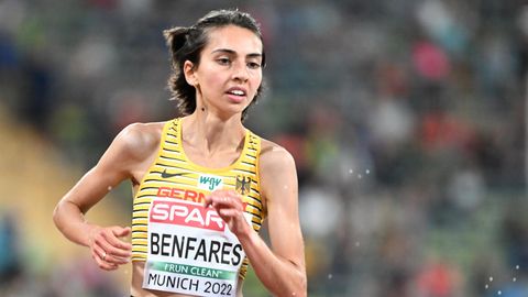 Doping-Vorwurf: Sara Benfares beim 5000-Meter-Lauf der Leichtahletik-EM in München 2022