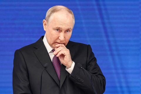 Kremlchef Wladimir Putin bei seiner Rede zur Lage der Nation in Moskau