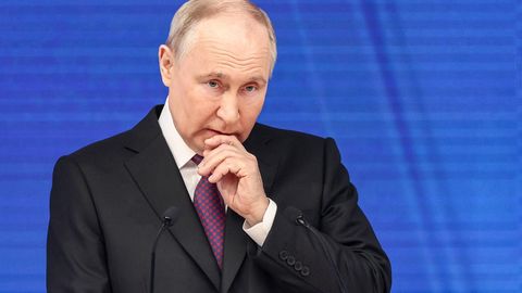 Kremlchef Wladimir Putin bei seiner Rede zur Lage der Nation in Moskau