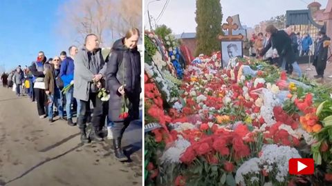 Lange Schlange vor Friedhof: Unzählige Russen pilgern zu Nawalnys Grabstätte