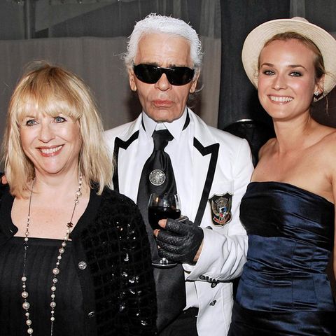 Patricia Riekel mit Karl Lagerfeld und Diane Kruger