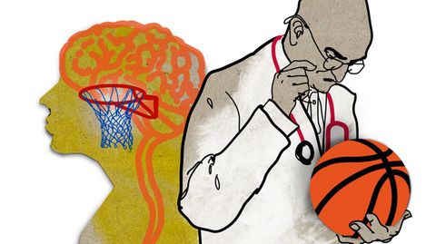 Die Diagnose: Ilustration eines Arztes mit einem Basketball