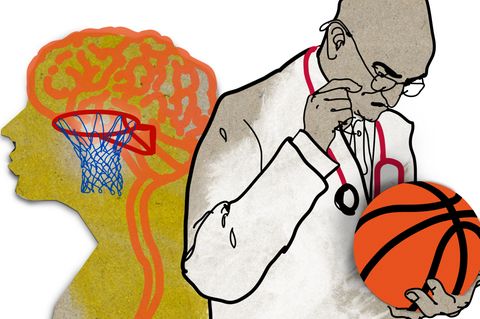 Die Diagnose: Ilustration eines Arztes mit einem Basketball